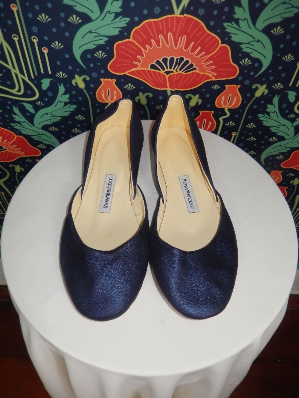 The White Ribbon Navy Something Blue Leather Ballet Flats Bridal Shoes 38